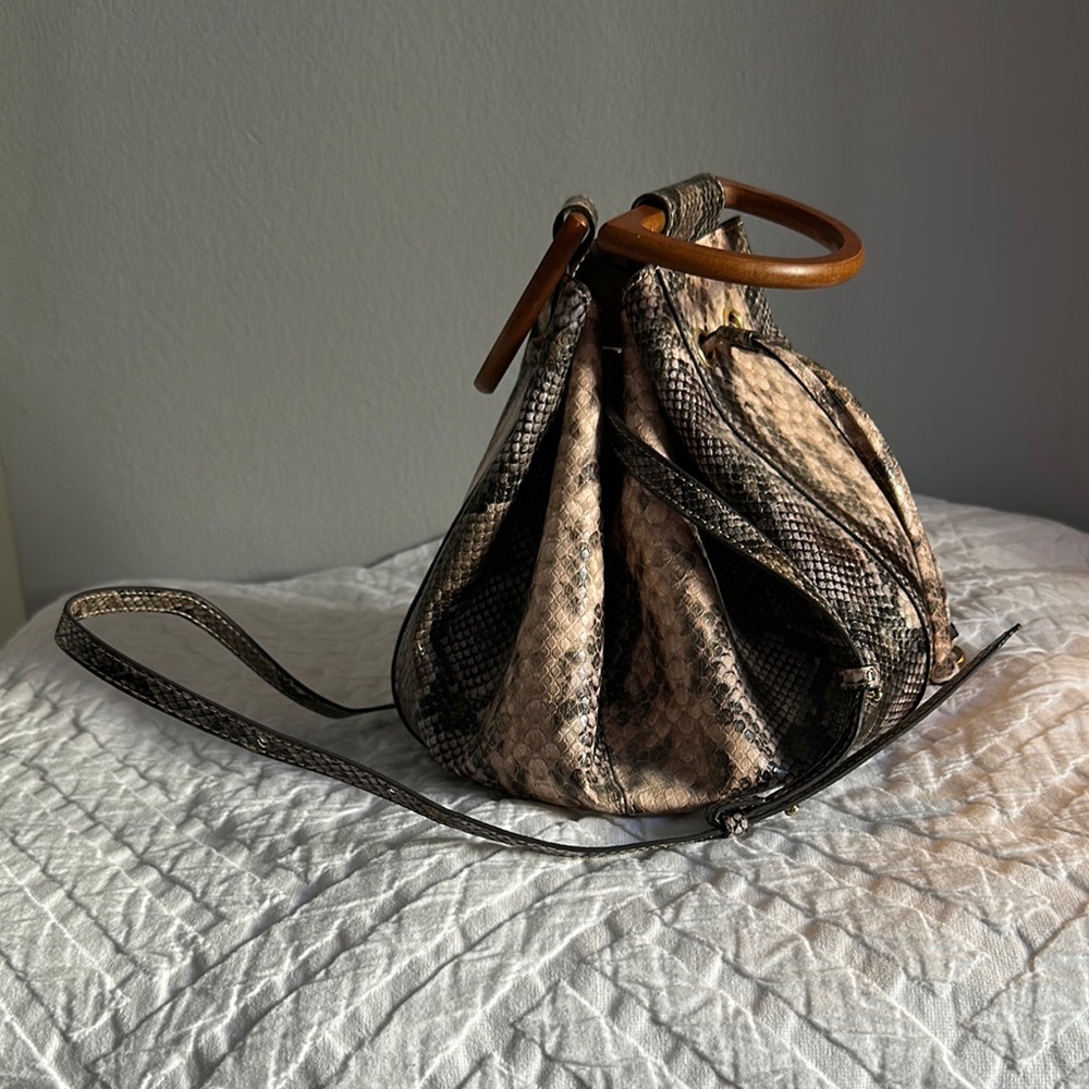 Chic Cream and Brown Crossbody Bag with Sculptural Design